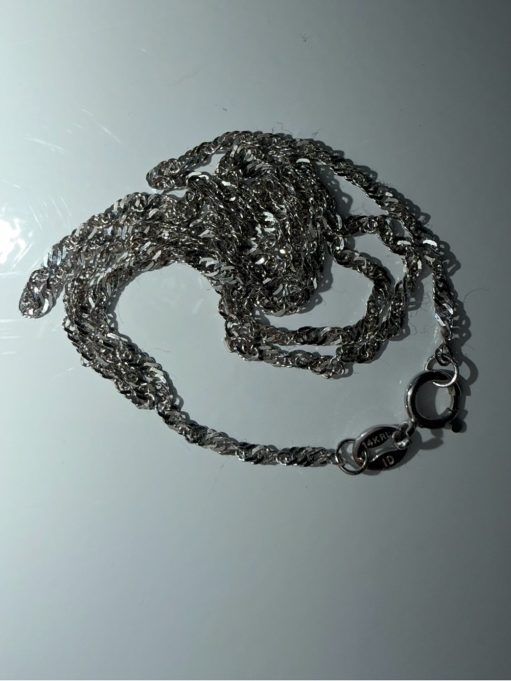 14k white gold Rope Chain Necklace 16”